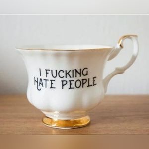 Funny Vintage Tea Cup And Saucer White Elephant Gift